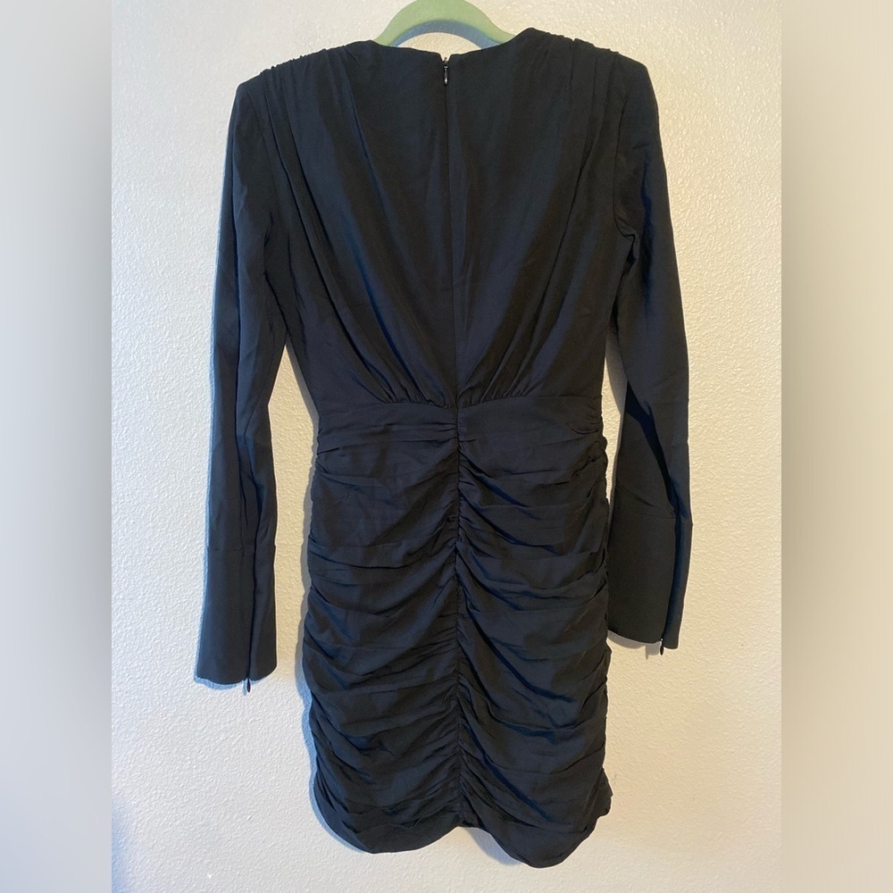 MARIANA WRAP-EFFECT RUCHED JERSEY MINI DRESS IN BLACK - Picture 6 of 8